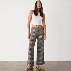 Pants*MONROW Space-dye Crochet Wide Leg Pant PECANMULTI
