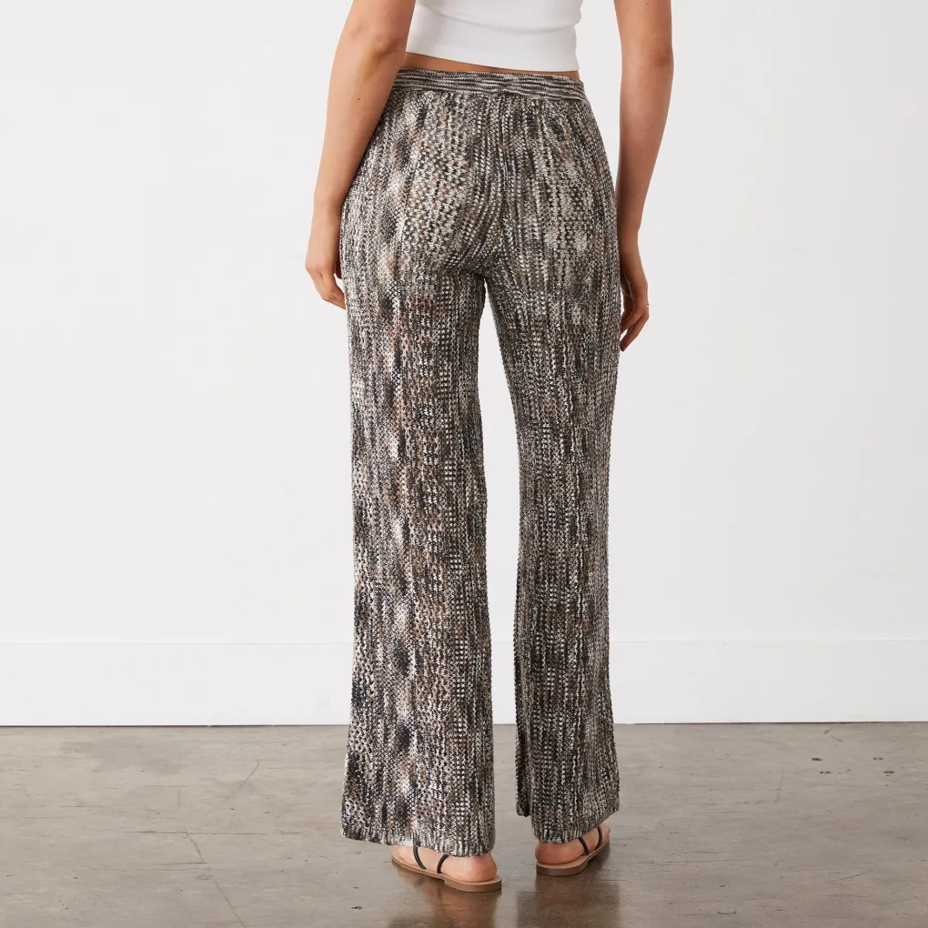 Pants*MONROW Space-dye Crochet Wide Leg Pant PECANMULTI