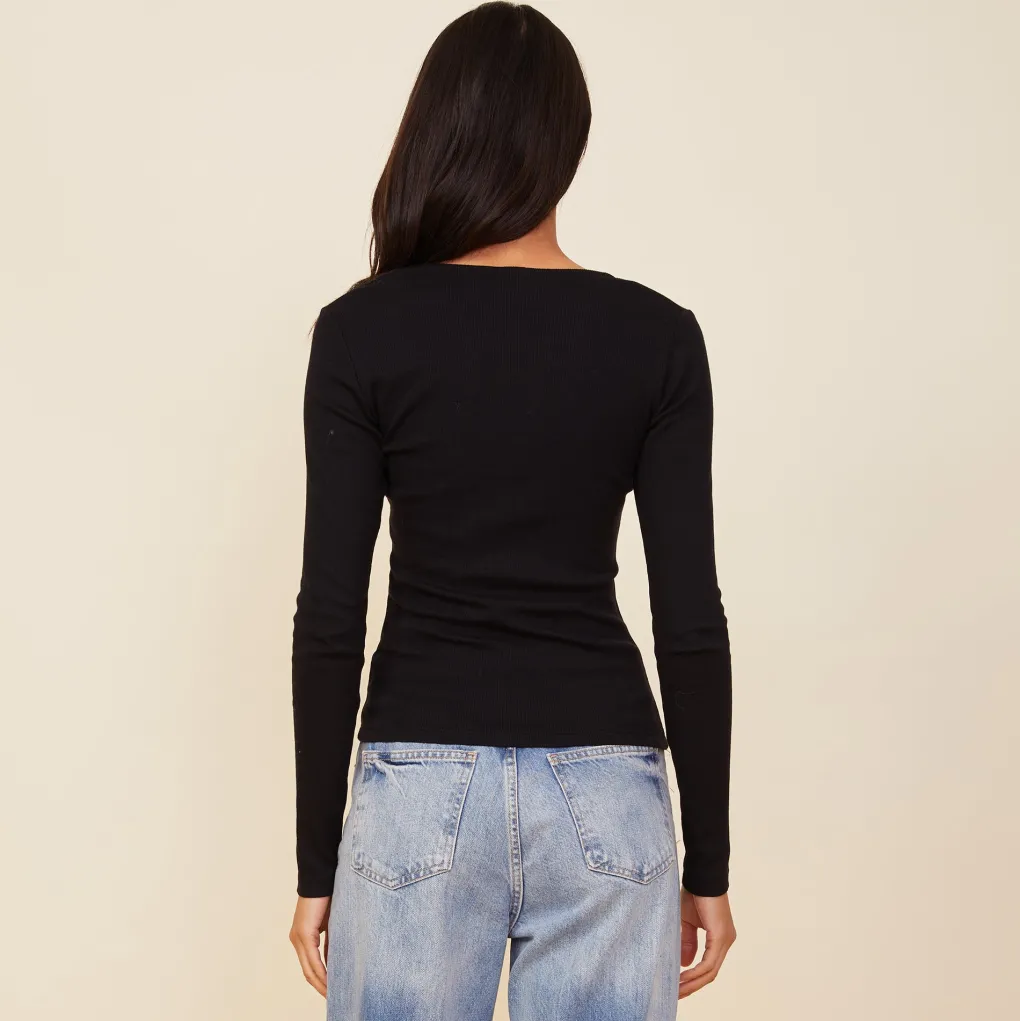 Long Sleeve*MONROW 90'S Rib Long Sleeve BLACK