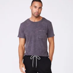 Men's Tops|Mens Sale*MONROW Stone Wash Relaxed Pocket Crew NEPTUNE