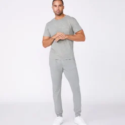 Men's Tops|Mens Sale*MONROW Stone Wash Relaxed Pocket Crew GUNMETAL