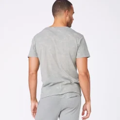Men's Tops|Mens Sale*MONROW Stone Wash Relaxed Pocket Crew GUNMETAL