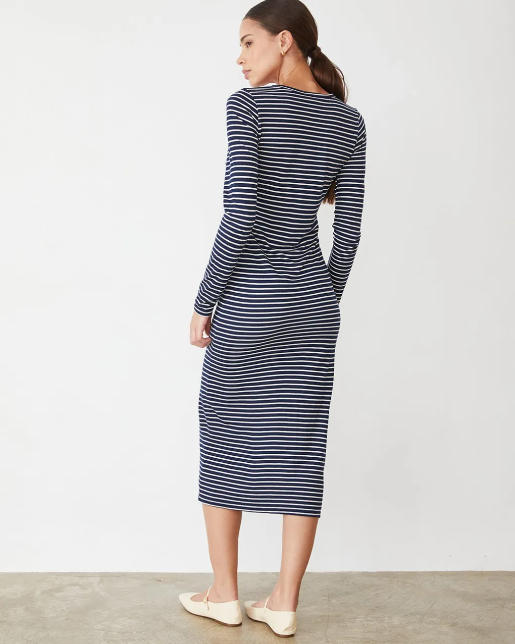Travel Essentials|Dresses*MONROW Stripe Henley Dress NAVY/IVORY