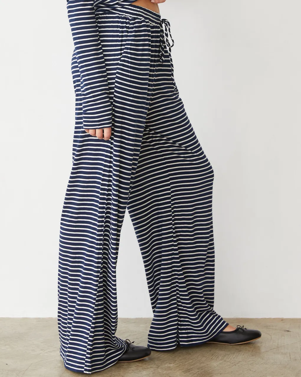 Sets|Sweats*MONROW Stripe Jersey Wide Leg Pant NAVYSTRIPE