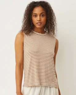 Tanks*MONROW Stripe Muscle Tank SAHARASTRIPE
