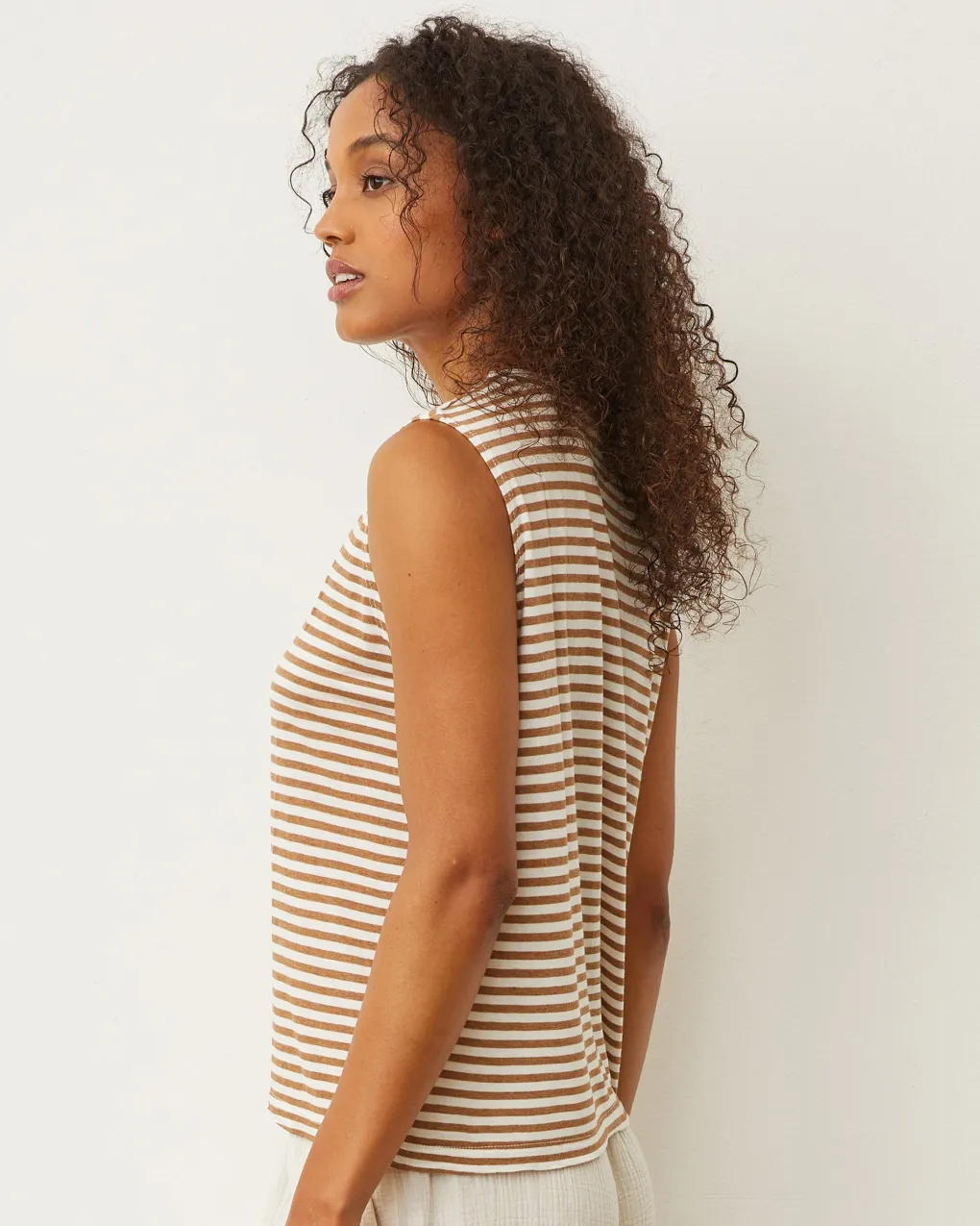 Tanks*MONROW Stripe Muscle Tank SAHARASTRIPE