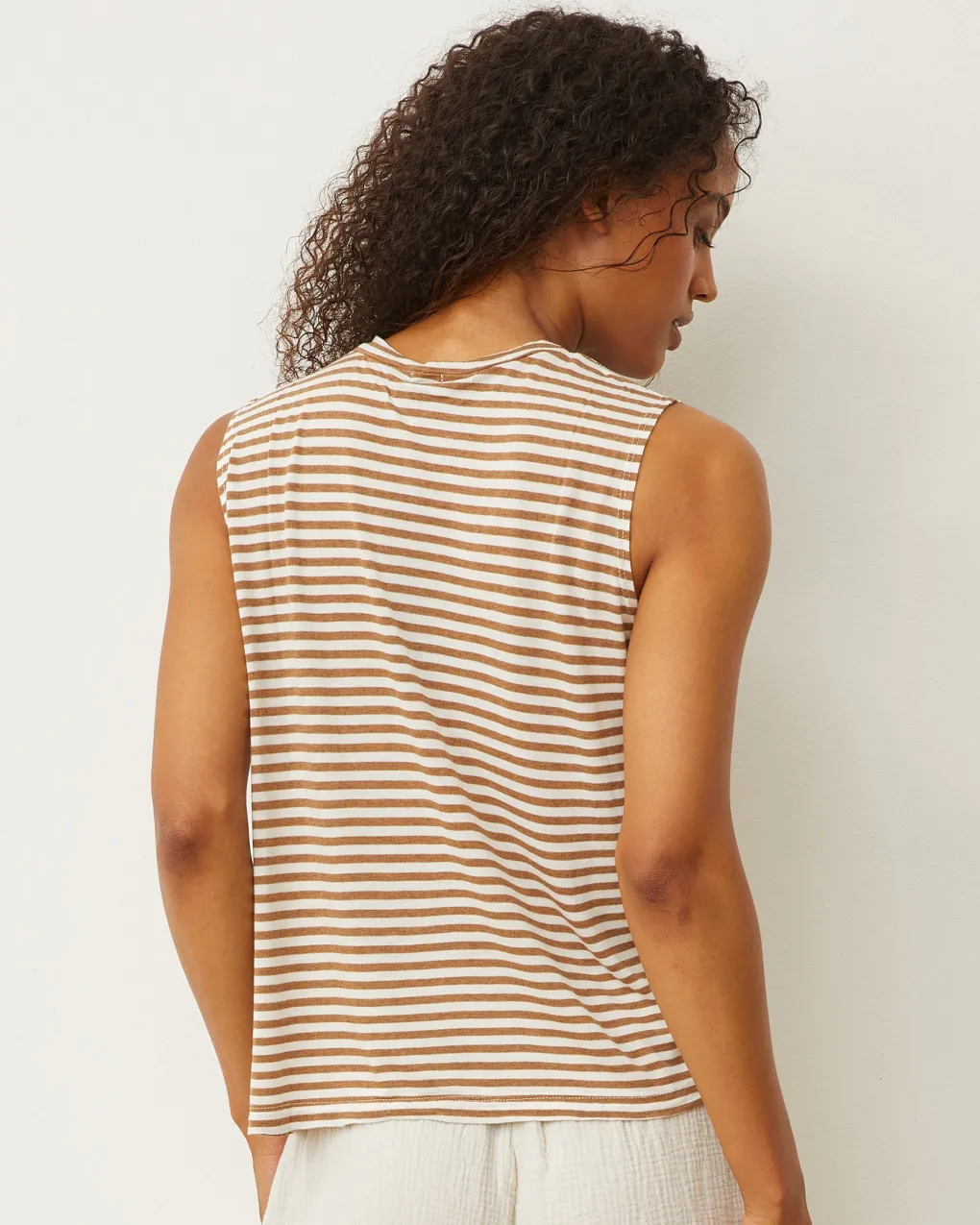 Tanks*MONROW Stripe Muscle Tank SAHARASTRIPE