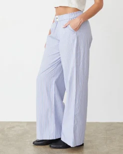 Poplin|Sets*MONROW Stripe Poplin Boxer Pants BLUEMAROONSTRIPE