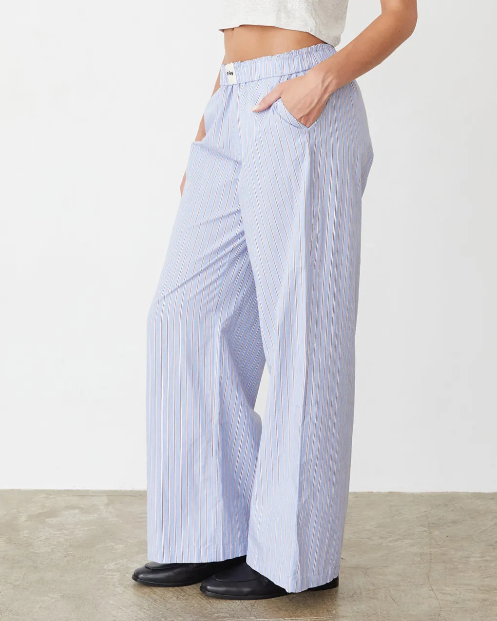 Poplin|Sets*MONROW Stripe Poplin Boxer Pants BLUEMAROONSTRIPE