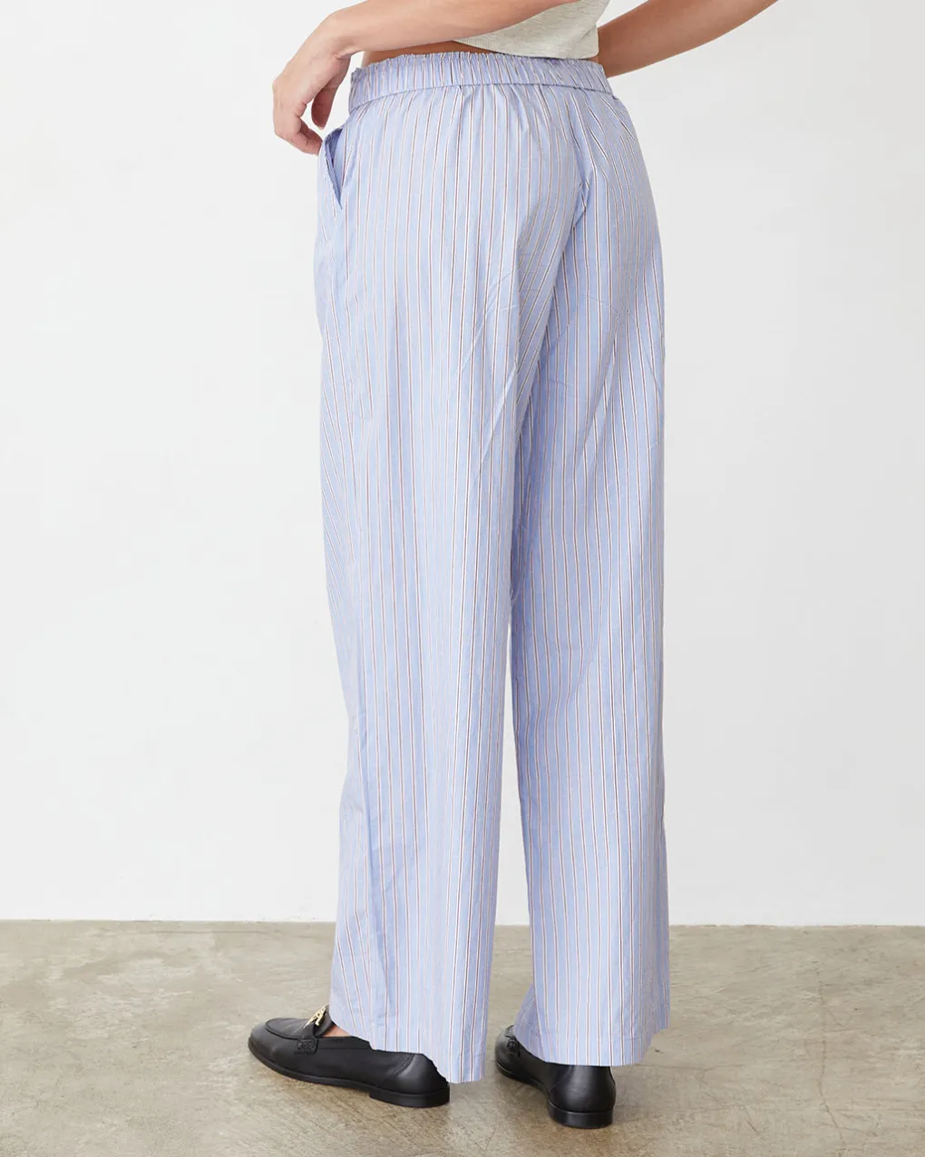 Poplin|Sets*MONROW Stripe Poplin Boxer Pants BLUEMAROONSTRIPE