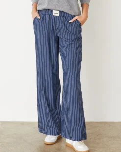 Poplin|Pants*MONROW Stripe Poplin Boxer Pants NAVYSTRIPE