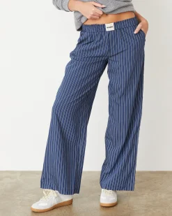 Poplin|Pants*MONROW Stripe Poplin Boxer Pants NAVYSTRIPE