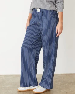 Poplin|Pants*MONROW Stripe Poplin Boxer Pants NAVYSTRIPE