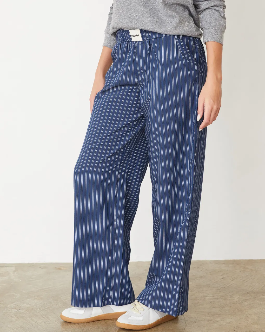Poplin|Pants*MONROW Stripe Poplin Boxer Pants NAVYSTRIPE