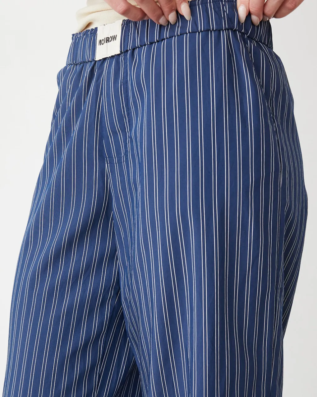 Poplin|Pants*MONROW Stripe Poplin Boxer Pants NAVYSTRIPE