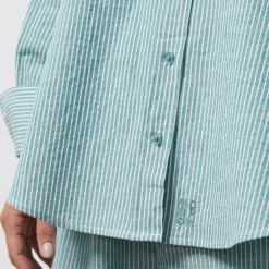 Poplin|Long Sleeve*MONROW Stripe Poplin Oversized Shirt CACTUS