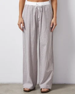 Poplin|Pants*MONROW Stripe Poplin Pant PECANSTRIPE