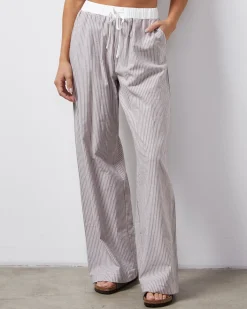 Poplin|Pants*MONROW Stripe Poplin Pant PECANSTRIPE