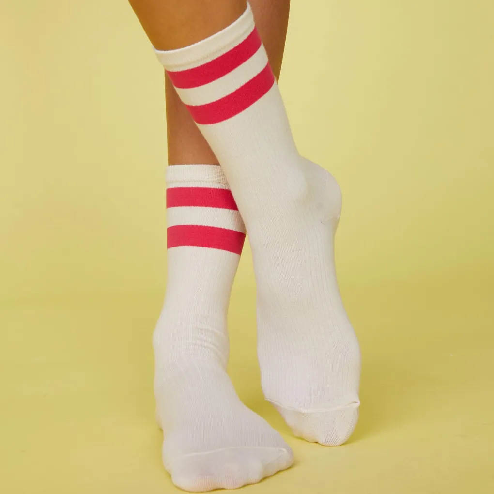 Socks|Accessories*MONROW Stripe Socks BONE/RASPBERRY