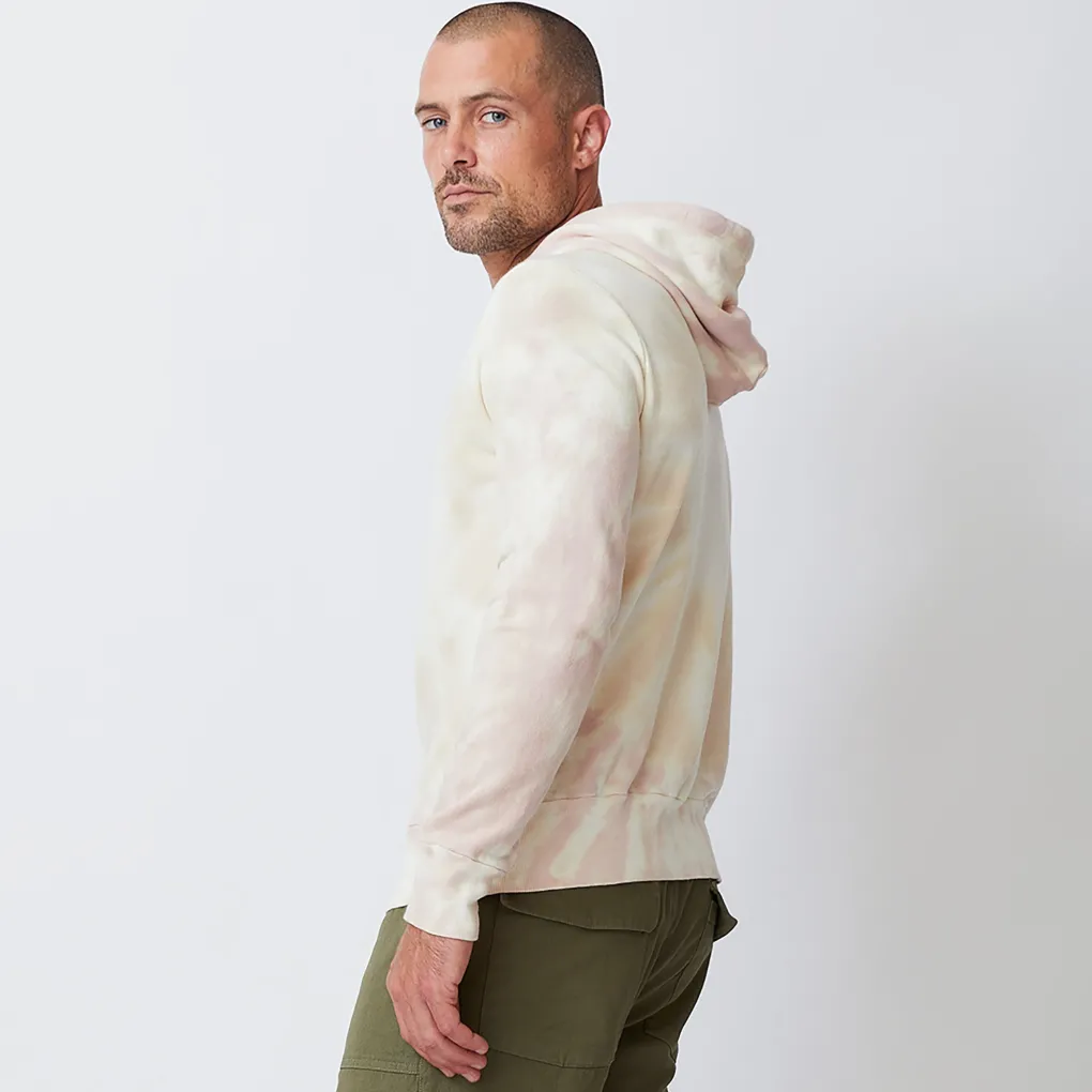 Men's Tops|Mens Sale*MONROW Sunburst Tie Dye Pullover Hoody BONE/WHITE/TAUPE