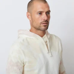 Men's Tops|Mens Sale*MONROW Sunburst Tie Dye Pullover Hoody BONE/WHITE/TAUPE