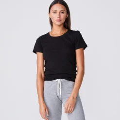 Tees*MONROW Super Fine Jersey Fitted Crew Neck Tee BLACK