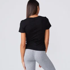 Tees*MONROW Super Fine Jersey Fitted Crew Neck Tee BLACK