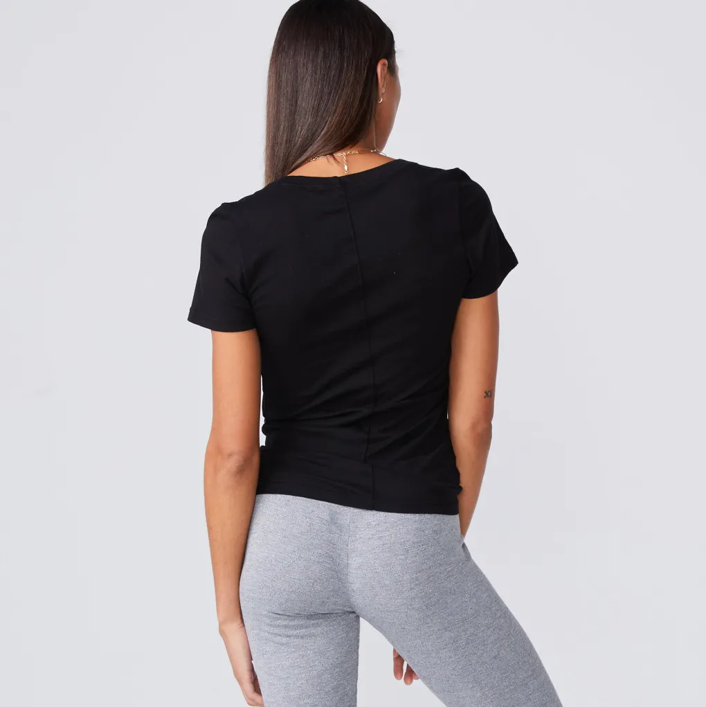 Tees*MONROW Super Fine Jersey Fitted Crew Neck Tee BLACK