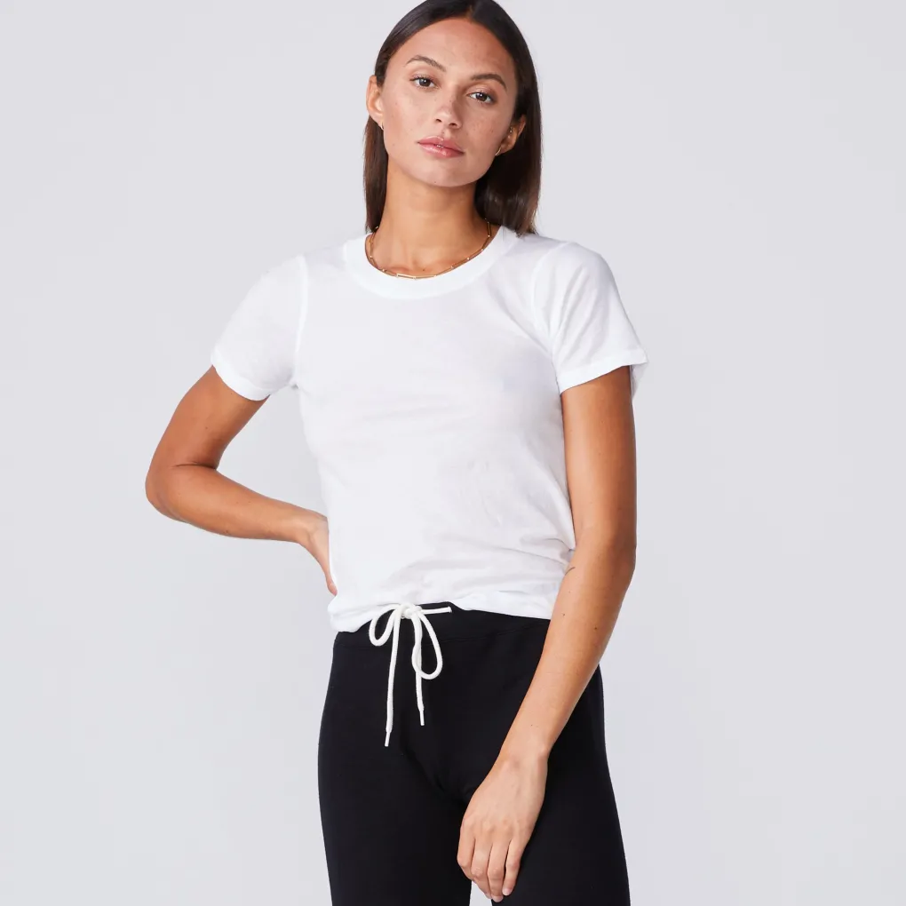 Tees*MONROW Super Fine Jersey Fitted Crew Neck Tee WHITE