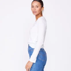 Long Sleeve*MONROW Super Fine Jersey Fitted Long Sleeve Crew WHITE