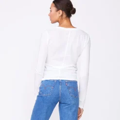 Long Sleeve*MONROW Super Fine Jersey Fitted Long Sleeve Crew WHITE