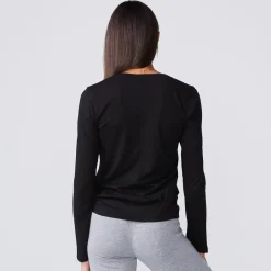 Long Sleeve*MONROW Super Fine Jersey Fitted Long Sleeve Crew BLACK