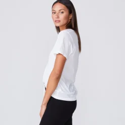 Tees*MONROW Super Fine Jersey Fitted V Neck Tee WHITE