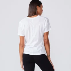 Tees*MONROW Super Fine Jersey Fitted V Neck Tee WHITE