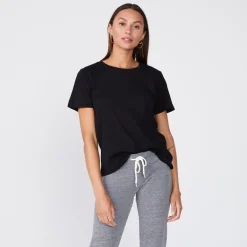 Tees*MONROW Super Fine Jersey Oversized Crew Neck Tee - BLACK
