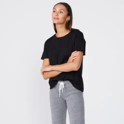 Tees*MONROW Super Fine Jersey Oversized Crew Neck Tee - BLACK