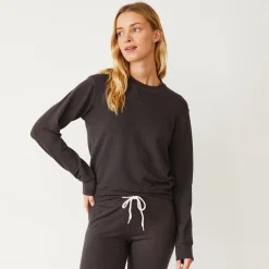 Supersoft*MONROW Supersoft Crew Neck Sweatshirt WASHEDBLACK