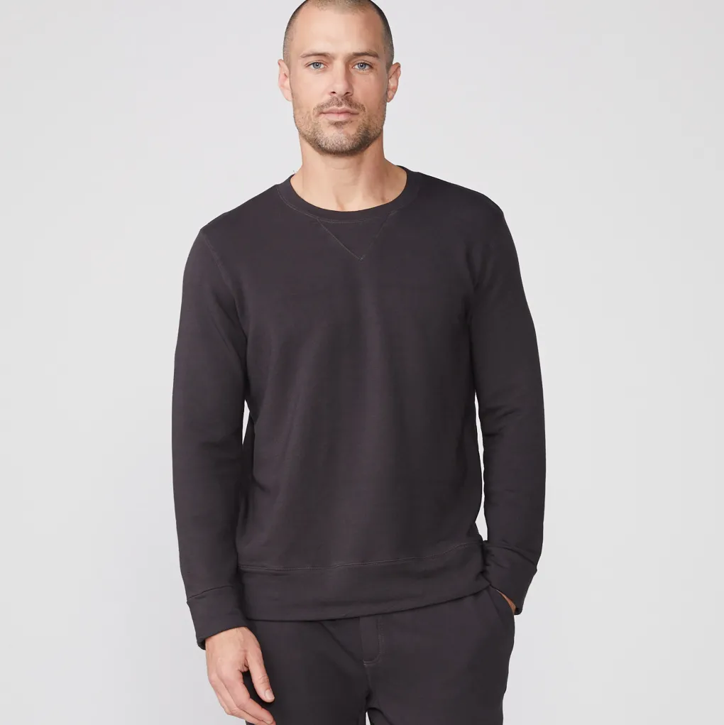Mens Sale|Men's Sale*MONROW Supersoft Fleece Crew Neck Sweatshirt FADEDBLACK