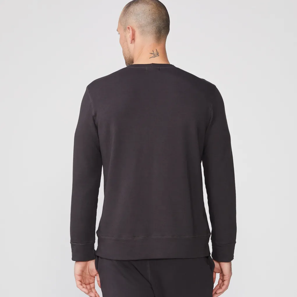 Mens Sale|Men's Sale*MONROW Supersoft Fleece Crew Neck Sweatshirt FADEDBLACK