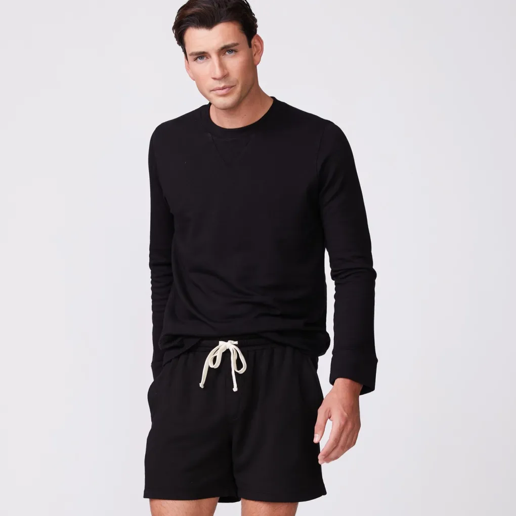 Mens Sale|Men's Sale*MONROW Supersoft Fleece Crew Neck Sweatshirt BLACK