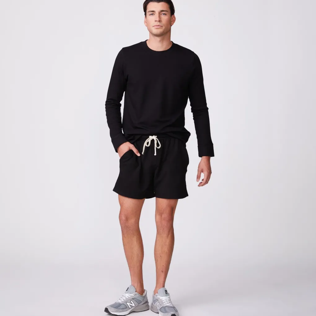 Mens Sale|Men's Sale*MONROW Supersoft Fleece Crew Neck Sweatshirt BLACK