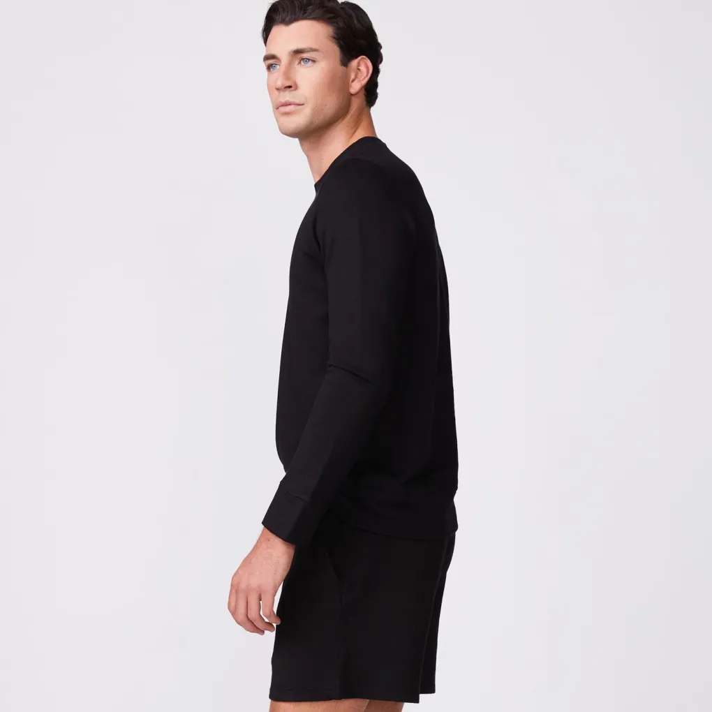 Mens Sale|Men's Sale*MONROW Supersoft Fleece Crew Neck Sweatshirt BLACK