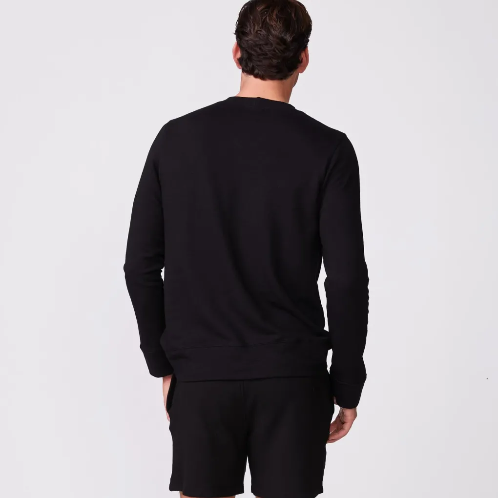 Mens Sale|Men's Sale*MONROW Supersoft Fleece Crew Neck Sweatshirt BLACK