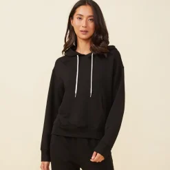 Hoodies|Sweaters*MONROW Supersoft Fleece Drawcord Hoody BLACK