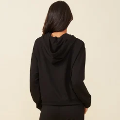 Hoodies|Sweaters*MONROW Supersoft Fleece Drawcord Hoody BLACK