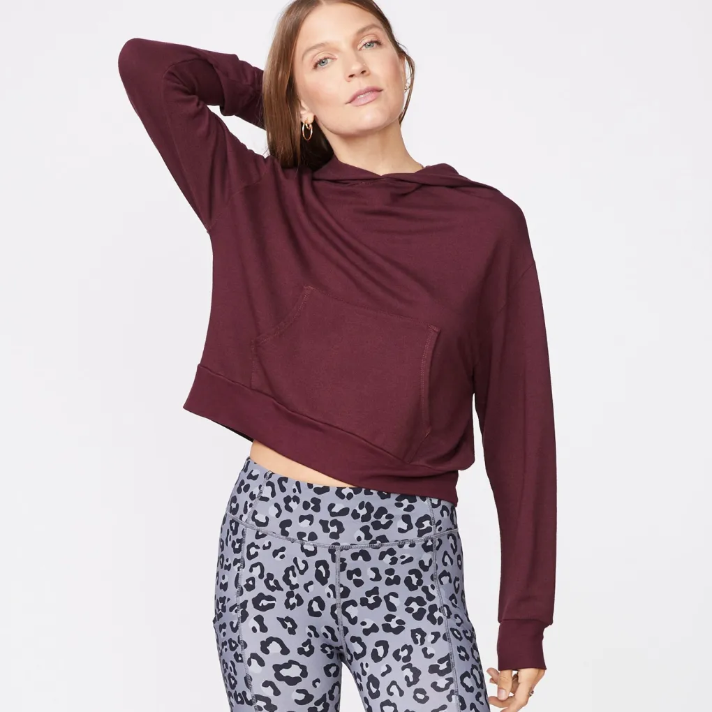 Hoodies*MONROW Supersoft Fleece Girlfriend Pullover MERLOT
