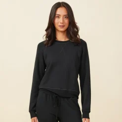 Sweatshirts*MONROW Supersoft Fleece Raglan BLACK