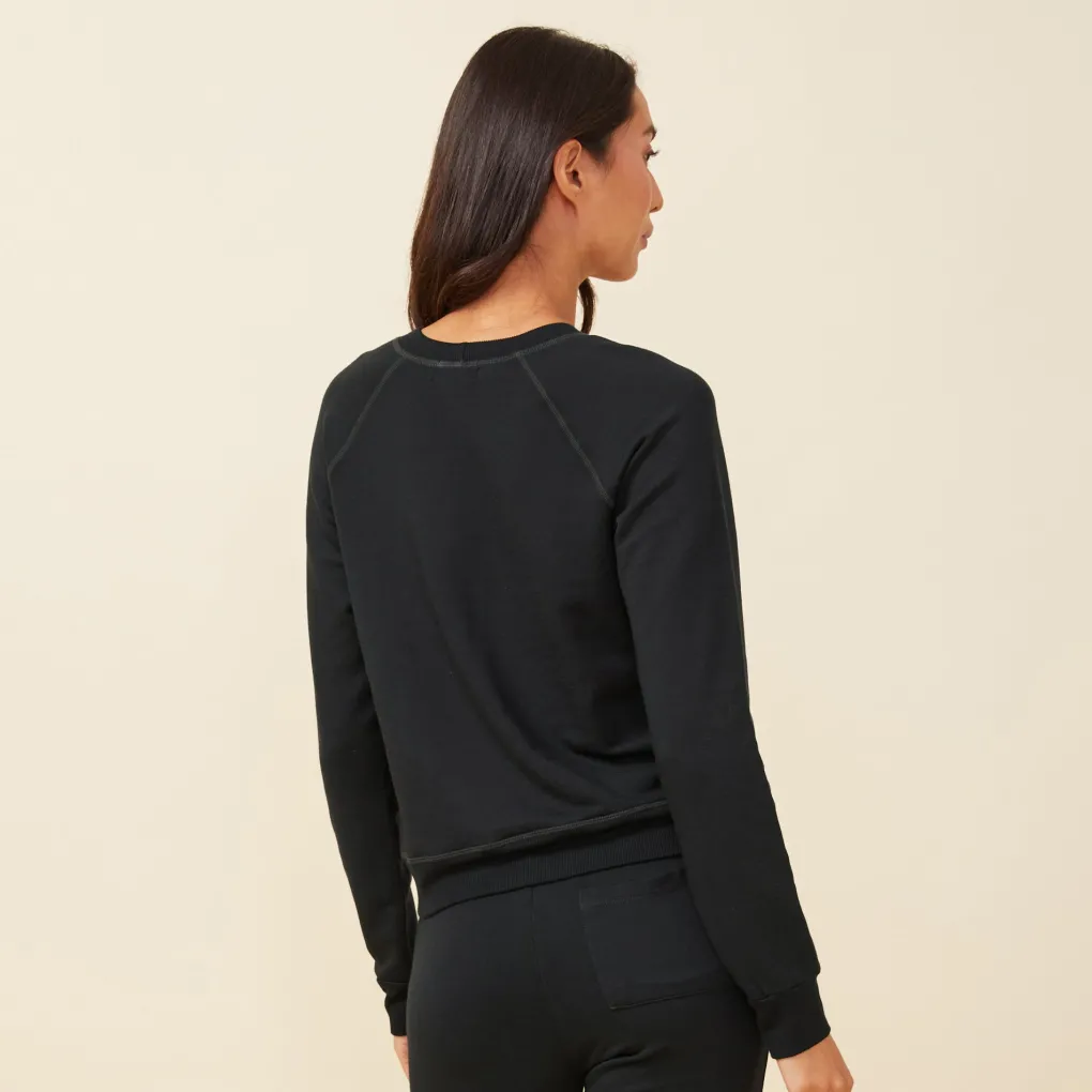 Sweatshirts*MONROW Supersoft Fleece Raglan BLACK