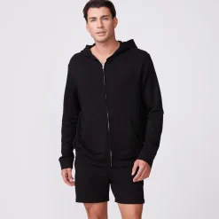 Mens Sale|Men's Sale*MONROW Supersoft Fleece Zip Up Hoody BLACK