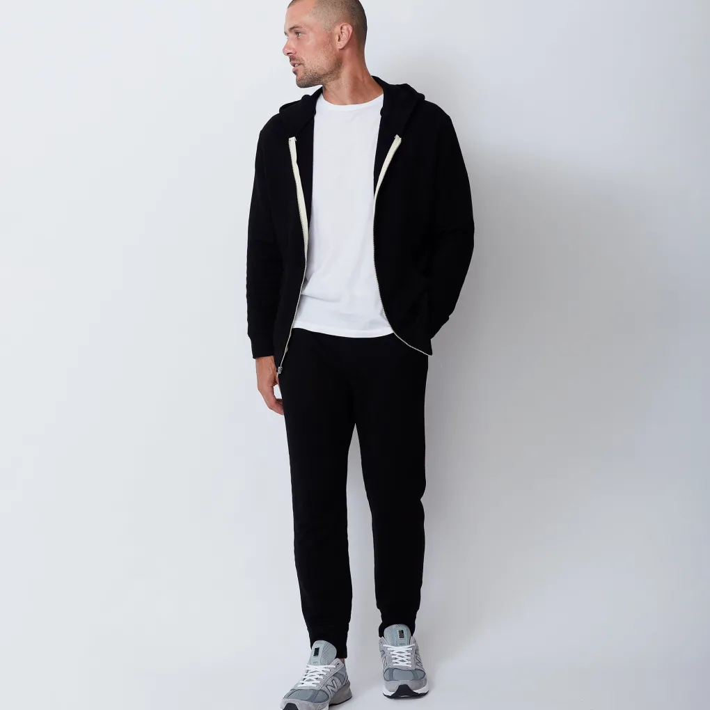 Mens Sale|Men's Sale*MONROW Supersoft Fleece Zip Up Hoody BLACK